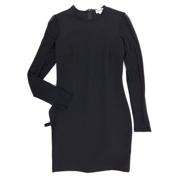 SUPERDOWN Nia Bodycon Dress 90s Sexy Mesh Long Sleeve Mini Black Party Glam Y2k - Picture 1 of 9